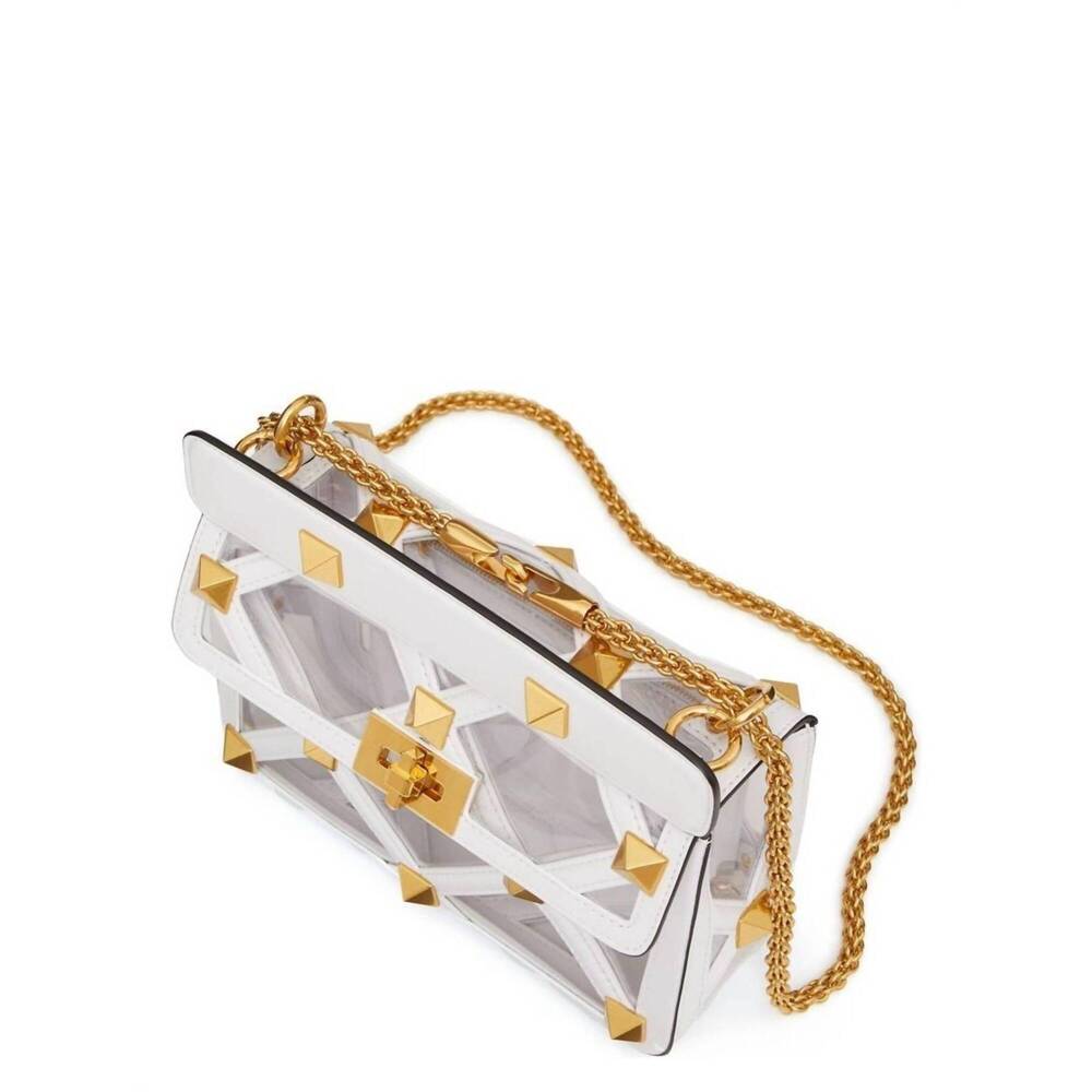 NEW VALENTINO women's medium roman stud handbag in clear/white - Picture 5 of 5